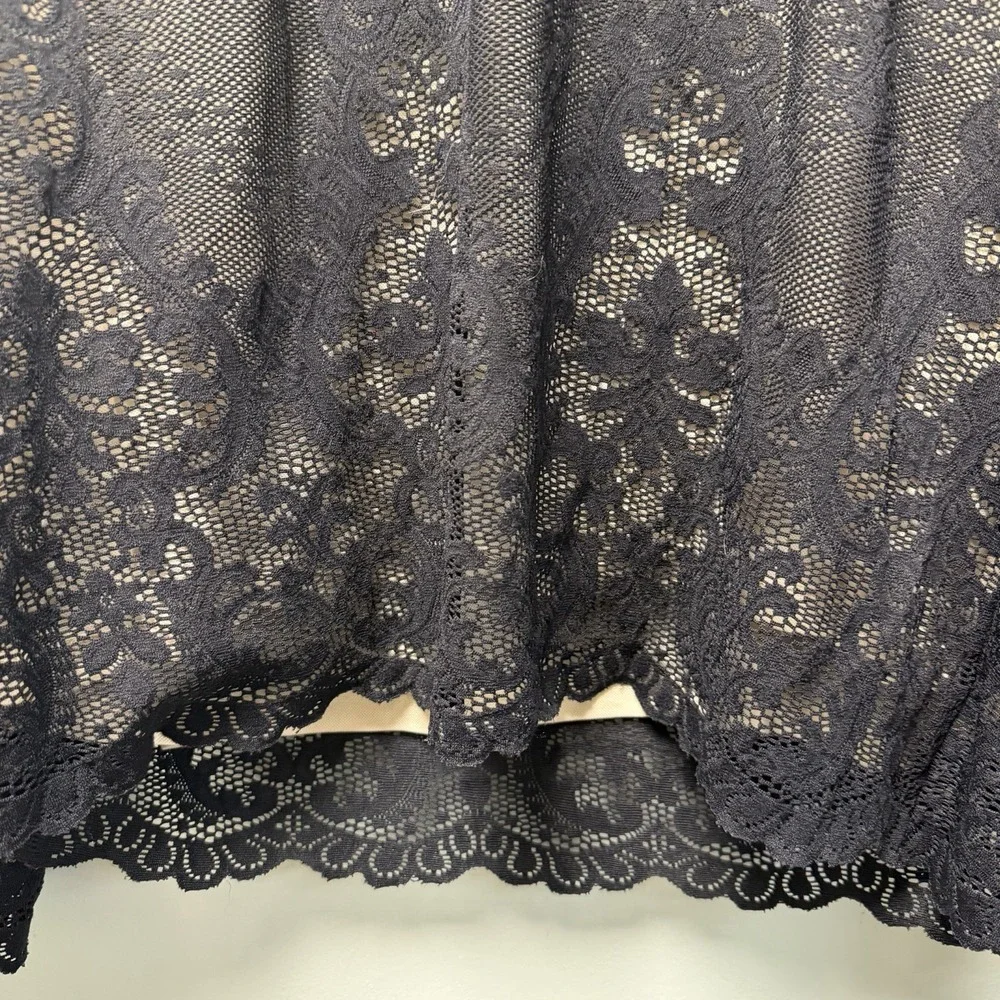 Charter Club Y2K Romantic Lace Sheer Scalloped Hem Dark Whimsigoth Sz Large Top - Picture 4 of 9